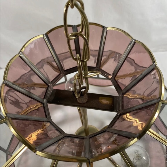 ☘️SOLD☘️Vintage New Box Tiffany Style Plate Glass Swag Ceiling Chandelier Light - Picture 13 of 13